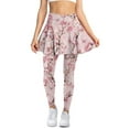 thumbnail image 2 of FUIALDOLG Pink Cherry Blossom Butterfly Skirted Leggings for Women Athletic Skirt with Leggings Yoga Pants Sport Full Length Pants Tennis Clothing,Size M, 2 of 7