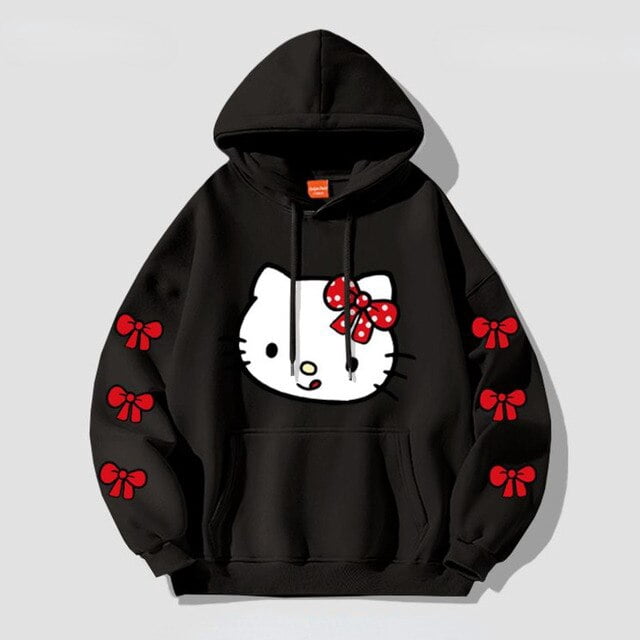 Sanrio-sudaderas con capucha para mujer, ropa con estampado de Kuromi de dibujos animados, suéteres de manga larga, Tops de moda Y2k, Harajuku, Primavera