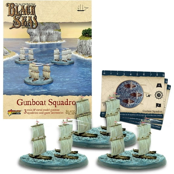 Wargames Delivered – Black Seas Gunboat Squadron Battle Game - WW2 Action Figures Includes 3 Resin, Metal Ships, Digital Bundle - Battleship Model Kit by Warlord Games