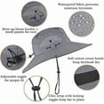 thumbnail image 5 of Outdoor Wide Brim Sun Hat with 2 Solar Fan Sun Bucket Hat for Men Women UPF 50+ Bucket Fishing & Beach Hat with Fan Built in, Men's Wide Brim Solar Fan Outdoor Fishing Hat (Army Green Ink), 5 of 6
