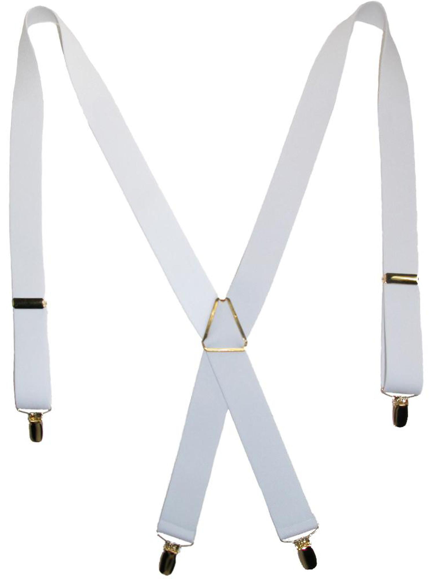 New CTM Men's Elastic X-Back Suspenders with Brass Hardware 