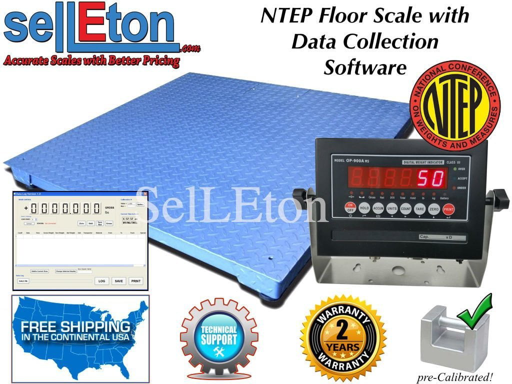 48x72, 10.000 lb x 1 lb SellEton Non-NTEP Floor Scales Accurate Pallet Scales with Smart Digital Indicator for Warehouse Shipping and Heavy Duty Industrial Weighing 