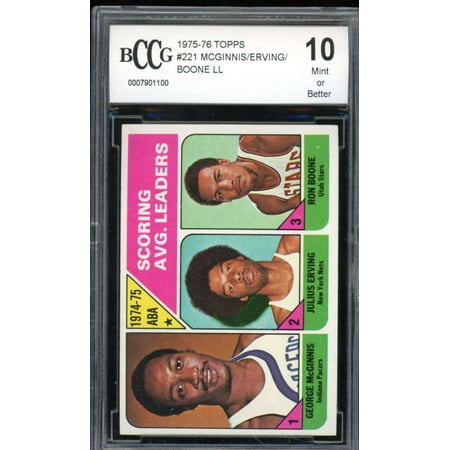 1975-76 Topps #221 Mcginnis/Erving/Boone Card BGS BCCG 10 Mint+