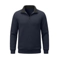 thumbnail image 6 of Mens Quarter Zip Pullover Sweatshirts for Men Diamond Quilted Collar Waffle Weave Sweatshirt Solid Color Casual Loose Fit Sweatshirt with Pockets, 6 of 8