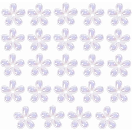 10mm Flatback Half Round Plastic Beads Cabochons 24PCS Flatback Flower Pearl Loose Beads DIY Material for Crafts Jewelry Scrapbooking Embellishement Hole 2mm diy