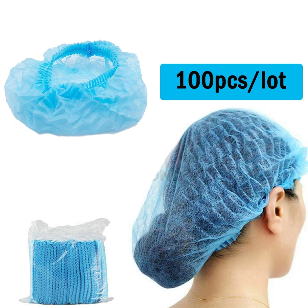 200x Disposable Non Woven Hat Dustproof Hair Net Hats 