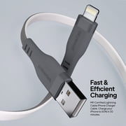 Powertek MFi USB-A to Lightning Two-Tone Pastel Fast Charge Cable, 6 ft, Grey