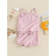 thumbnail image 5 of Musuos Baby Girls Summer Shorts Sets 6M 12M 18M 24M 3Y Casual Checkerboard Print Camisole Drawstring Shorts Sets, 5 of 10