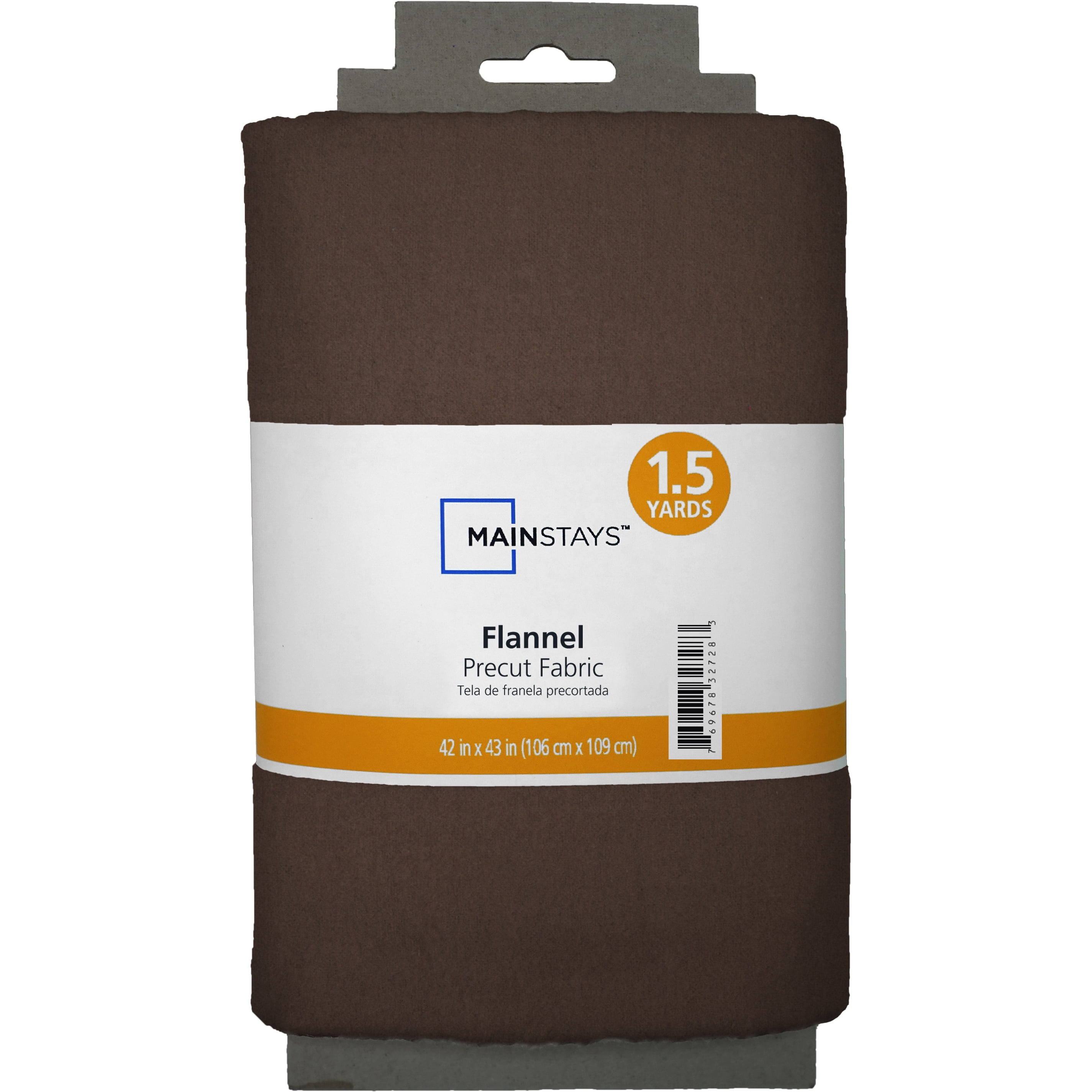 Mainstays 1.5 Yards 100% Cotton Light-weight Flannel Solid, Rich Brown, 42" Wide for Crafts