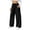 Black pants for women, variant on Women Drawstring Elastic Waist Paneled Wide Leg Pants with Patch Pockets Ruched Knee Textured Straight Trousers for Casual Daily Streetwear Black,S