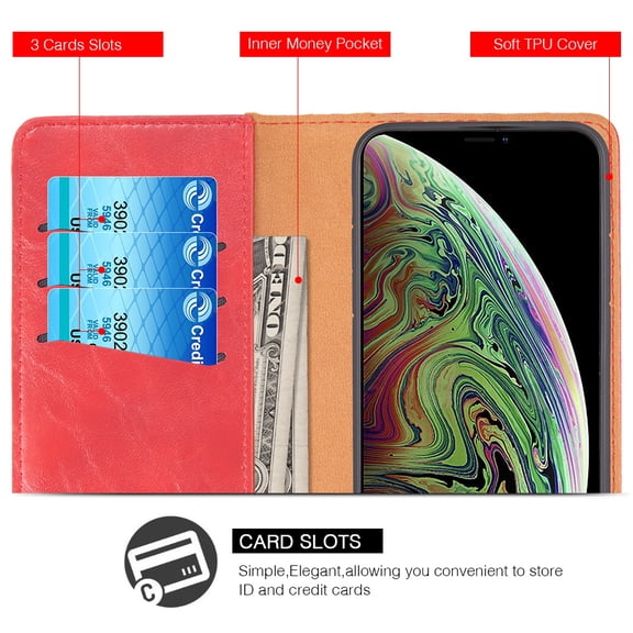 Luxury Gentleman 2nd Generation Detachable Magnetic Flip Leather Wallet Case W Trio Card Slots For Iphone 11 Pro - Red