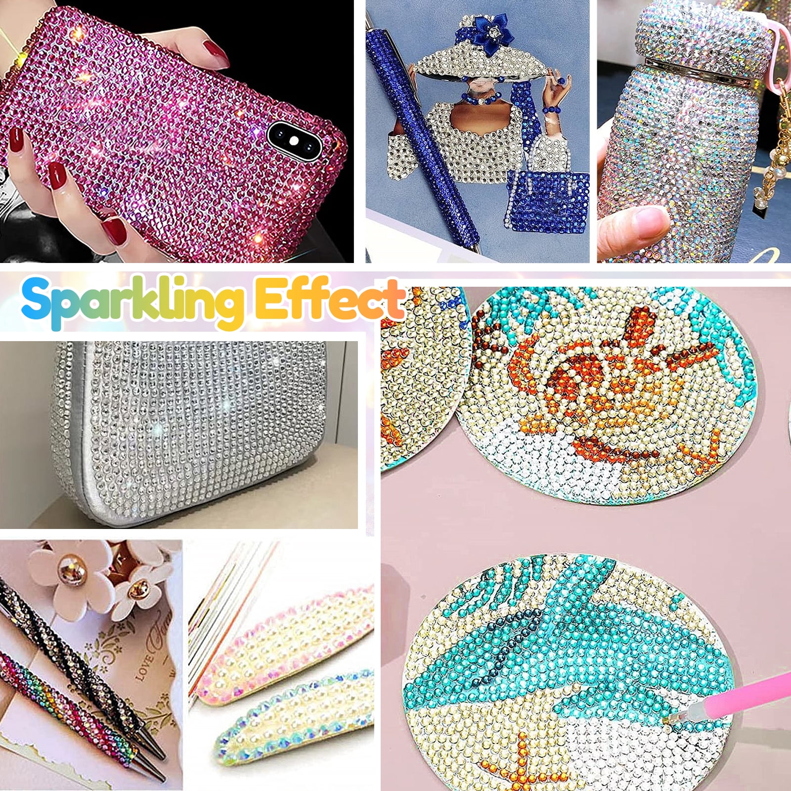 32000Pcs Resin Rhinestones with B7000 Jewelry Glue for Bedazzling Crafting, Rainbow Crystals Flat Back Gems with Craft Adhesive for DIY Graduation Cap Clothes Tumblers Shoes Nails and Face
