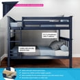 thumbnail image 2 of Max & Lily Twin over Twin Bunk Bed for Kids, Solid Wood Bunk Beds with Ladder, Blue, 2 of 13