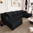 thumbnail image 3 of LUCKHAO 124" Deep Seat Modular U-Shape Couch, Corduroy Boneless Cloud Sofa with 6 Pillows, No Assembly Required, 3 of 7