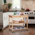 thumbnail image 2 of HOMCOM 42" Kitchen Trolley Cart Rolling Island Utility Serving Cart with 2 Drawers and 3-Tier Shelf Pine Wood, 2 of 10