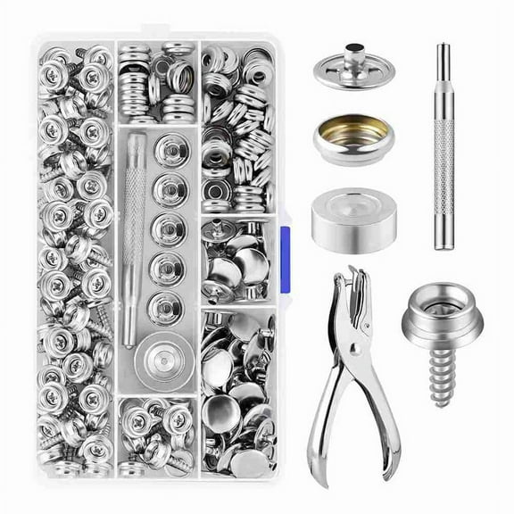Canvas Snap Kit 2 Pcs Setting Tool,Marine Grade Stainless Steel 3/8in Socket Button Fastener Kit, for Boat B