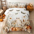 thumbnail image 2 of Erosebridal Boho Ghost Twin Quilt Set, Hippie Wildflower Twin Coverlet Set for Boys Girls, Cream Orange, 2pcs 1 Bedspread and 1 Pillowcase, 2 of 7