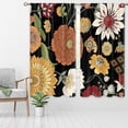 thumbnail image 2 of Boho Floral Window Curtains Black Bohemian Flower Botanical Rod Pocket Mid Century Modern Abstract Leaves Curtain Drapes Herb Curtains for Bedroom Living Room Treatment 2 Panels 42Wx63H Inch, 2 of 6
