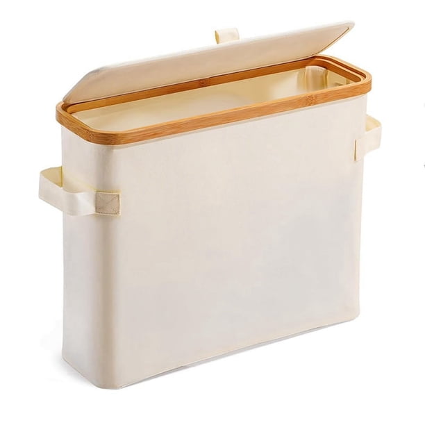 Soporte de Papel Higiénico de Bambú para Almacenamiento de Papel Higiénico con Tapa de Bambú para Baño, Armario, Color Cremoso