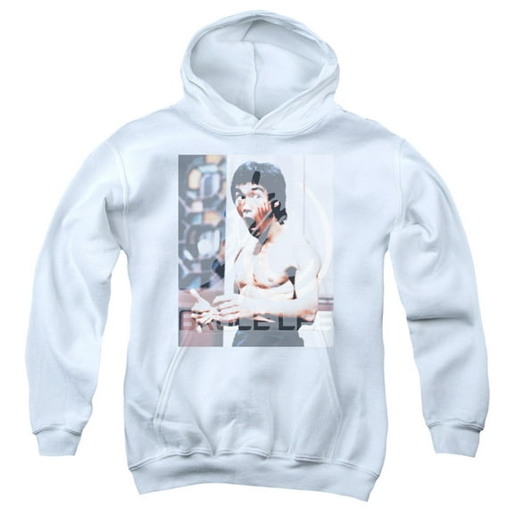 Bruce Lee Revving Up Youth Pullover Hoodie Sweatshirt White