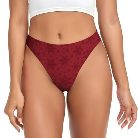Salouo Christmas Red Snowflakes Print Seamless Thongs For Womens V-waisted No Show Thong Women s G-String Low-Waist Panties Seamless Panties Sexy Underwear Women 1-Pack