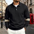 thumbnail image 2 of Men's Polo Shirts Long Sleeve Autumn Color Blocking Lapel Polo Shirt, 2 of 8
