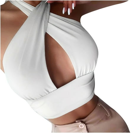 

YFPWM Women Clothes Fall Fashion 2022 Floral Smocked Tops Business Office Top Plus Size Corset Top Business Causal Tops Cross Sleeveless Pleated Halter Solid Vest Sling Tops