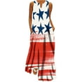 thumbnail image 2 of Wycnly Womens Dresses for 4th of July Loose Pocket Swing Hem Independence Day Graphics Patriotic Tank Long Dresses Sleeveless V-Neck Star Print Maxi 2025 Summer Casual Dress Red xxl, 2 of 5