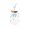 thumbnail image 2 of EGNMCR Kitchen Gadgets 450ml Glass Water Cup With Cup Lid And Glass Straw Butterflys Decoration Beverage Cup Coffee Cup Cold Drink Cup Outdoor Or Home Office Drinking Cup glass water cup, 2 of 6