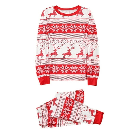 

Rovga Parent-Child Warm Christmas Set Printed Home Wear Pajamas Two-Piece Mother Set Parent-Child Clothing