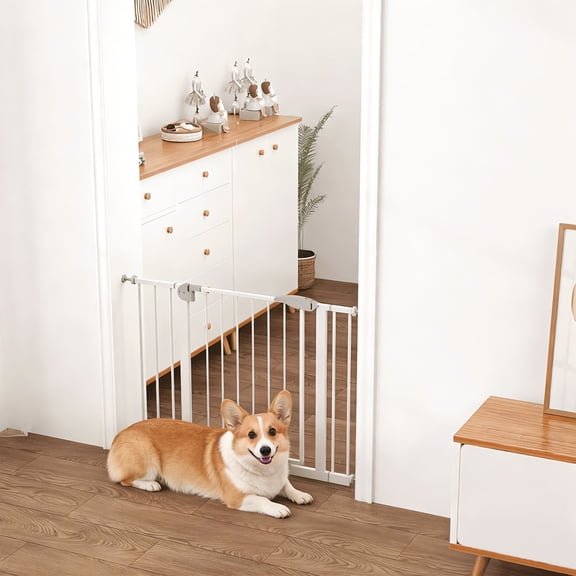UPLLX Indoor Dog Gate for Doorways and Stairs, Extra Wide 29.5-45.3", Walk Through Pressure Mounted Pet Gate