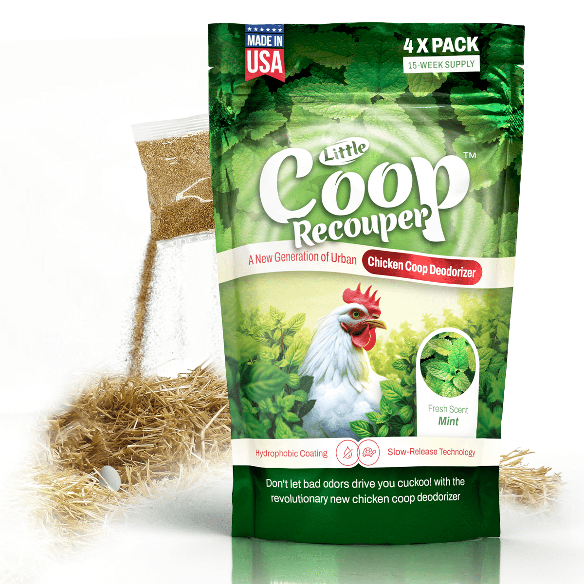 Little Coop Recouper | a New Generation Of Urban Chicke Coop Deodorizer | Unique Formula for Slow Release | Natural Fresh Scent | 4x0.5oz (Mint)