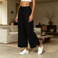 thumbnail image 6 of Luvrsol Flowy Pants for Women Plus Size Wide Leg High Waist Breathable Casual Slacks with Side Pockets S-2XL, 6 of 7