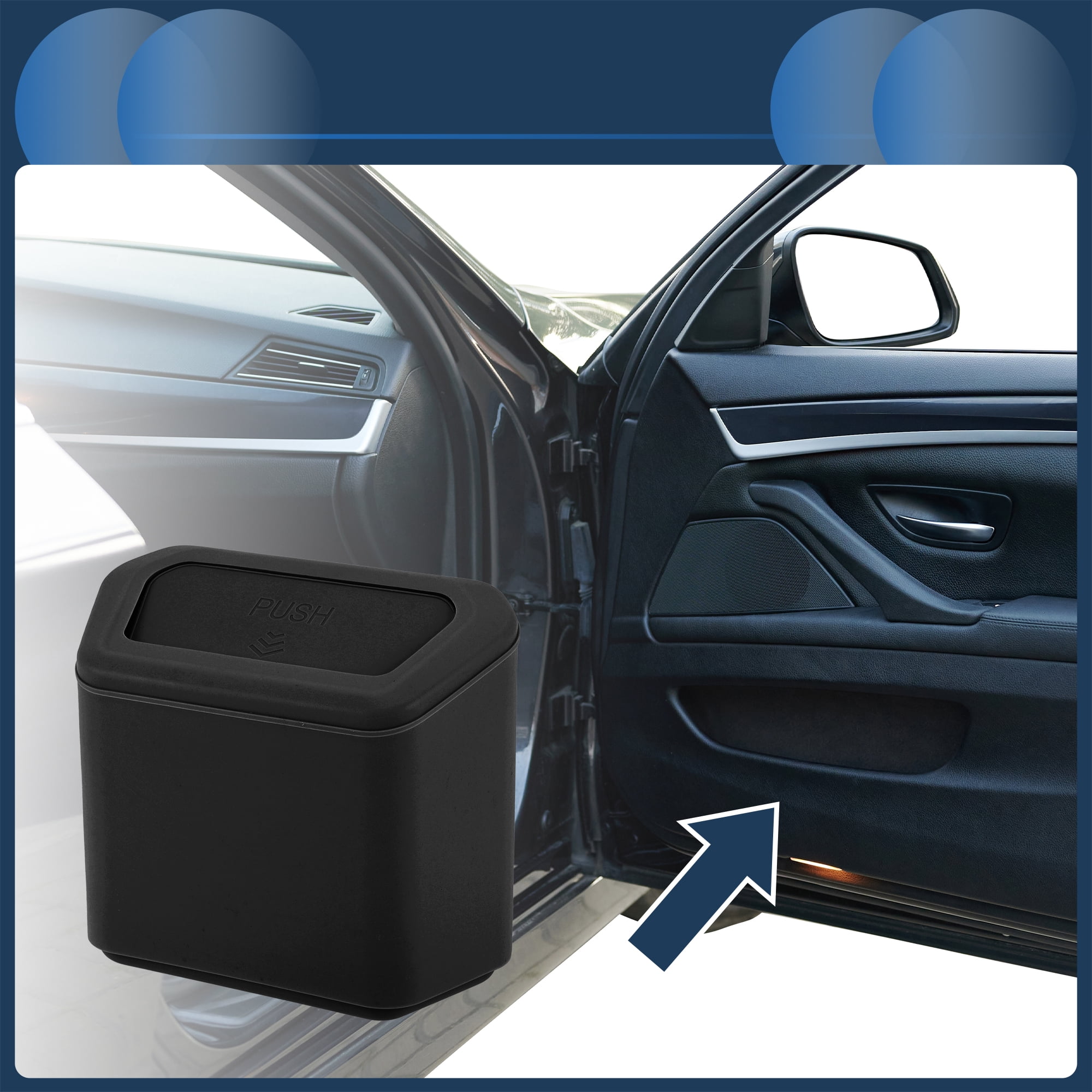Unique Bargains Car Trash Can Door 6.3x2.8x5.5in Auto Bin Plastic Black