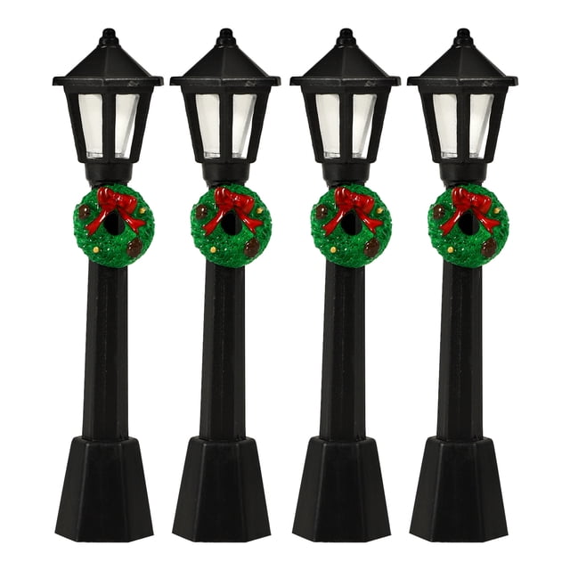 Shisuyan 4 Pcs Décoration de Noël Maison de Poupée Modèle de Rue Miniature Simulation Modèle de Lumière de Noël