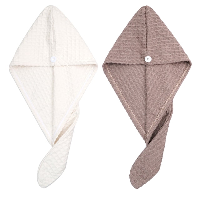Paquete de 2 toallas de microfibra de secado rápido para el cabello, toalla absorbente para secar el cabello con turbante