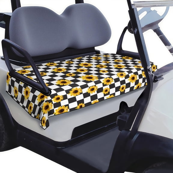 Cooling Comfort Flowers Print Golf Cart Seat Cover 51x31, Microfiber Towel that Maintains a Cool Temperature on Front Bench Seats