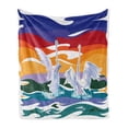 thumbnail image 1 of Swan Soft Flannel Fleece Blanket, Funky Style Image Swan Couple Swimming in Sea Rainbow Color Sky Backdrop Modern Print, Cozy Plush for Indoor and Outdoor Use, 50" x 70", Multicolor, by Ambesonne, 1 of 6