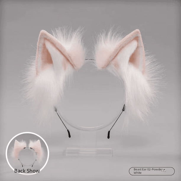 Diadema con orejas de bestia hecha a mano, tocado de lolita con orejas de gato de imitación, clip de cola KC, oreja de animal de níspero, lolita, fácil de usar