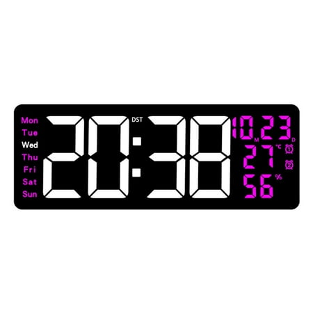 LED Digital Wall Clock with Large Screen Time Date Week Temperature Display
