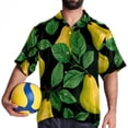 thumbnail image 4 of pear Men's Hawaiian Short Sleeve Printed Button Down Poplin Casual Summer Beach Shirt, Unisex, 4 of 6
