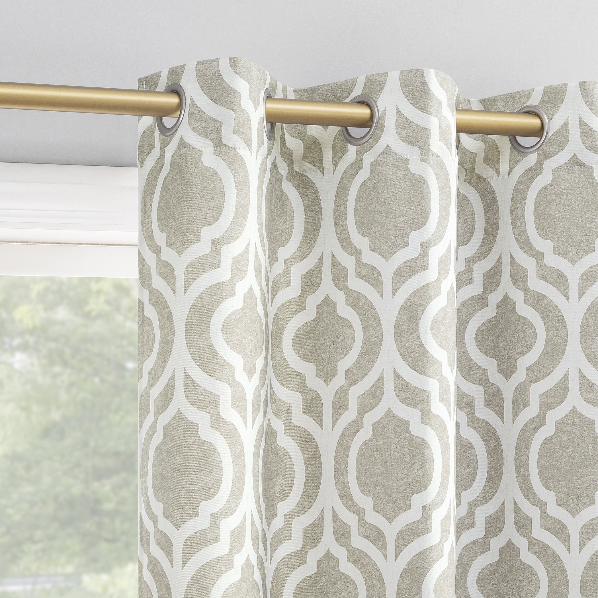 Sun Zero Eldon 1-Piece Trellis Print Blackout Grommet Curtain Panel, 40"X95", Taupe