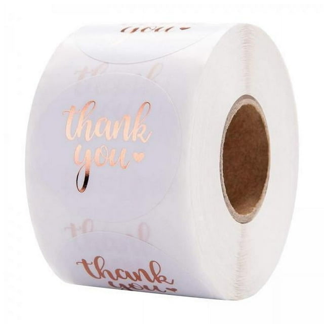 4x Gracias Roll, 500 PCS Por Roll White Gracias Etiquetas Etiquetas Engomadas para Negocios, Tarjetas de Felicitación, Envolturas , Ra 4 piezas