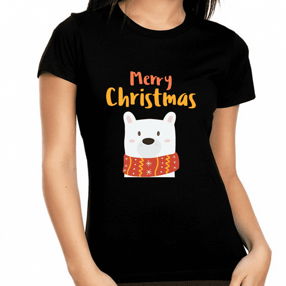 Cute Polar Bear Christmas Pajamas Christmas Tshirt Womens Christmas Pajamas for Women Christmas Shirt