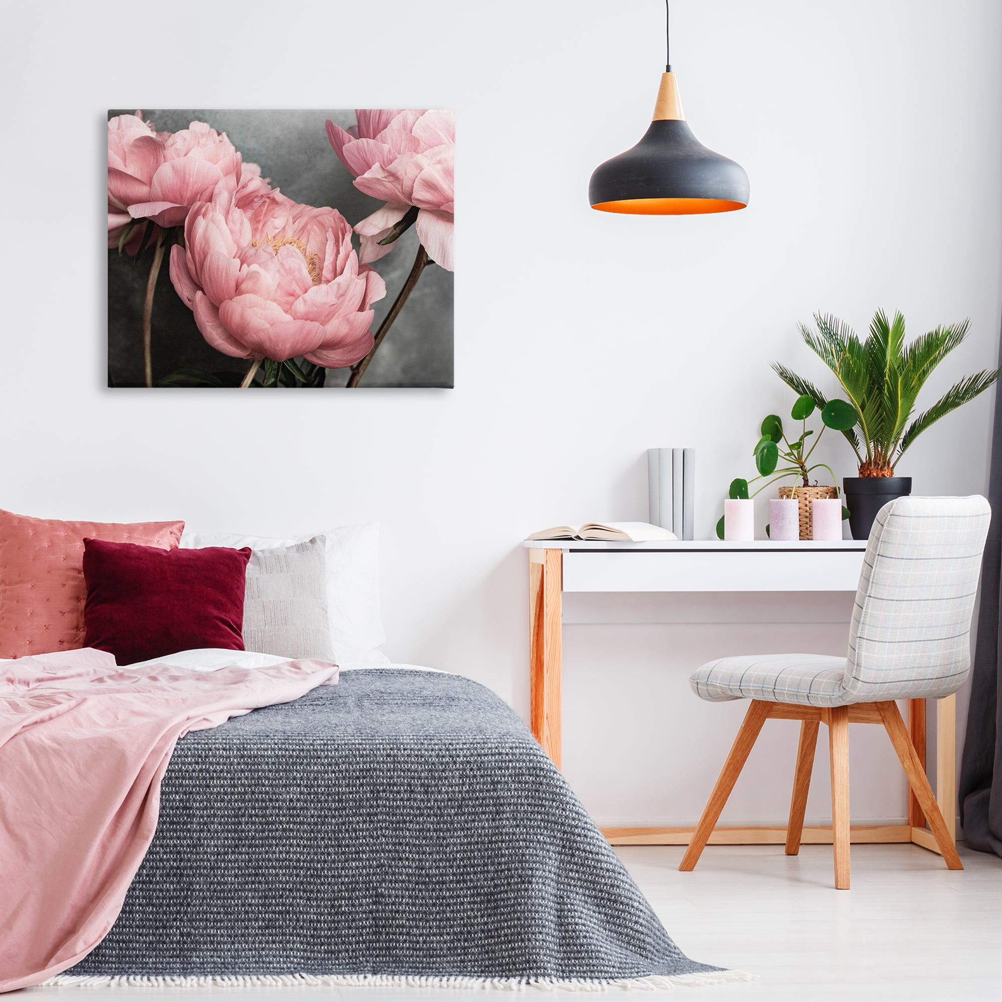 Stupell Industries Pink Peonies Trio Plants & Flowers Painting Wrapped Canvas Art Print Wall Art, 40 x 30
