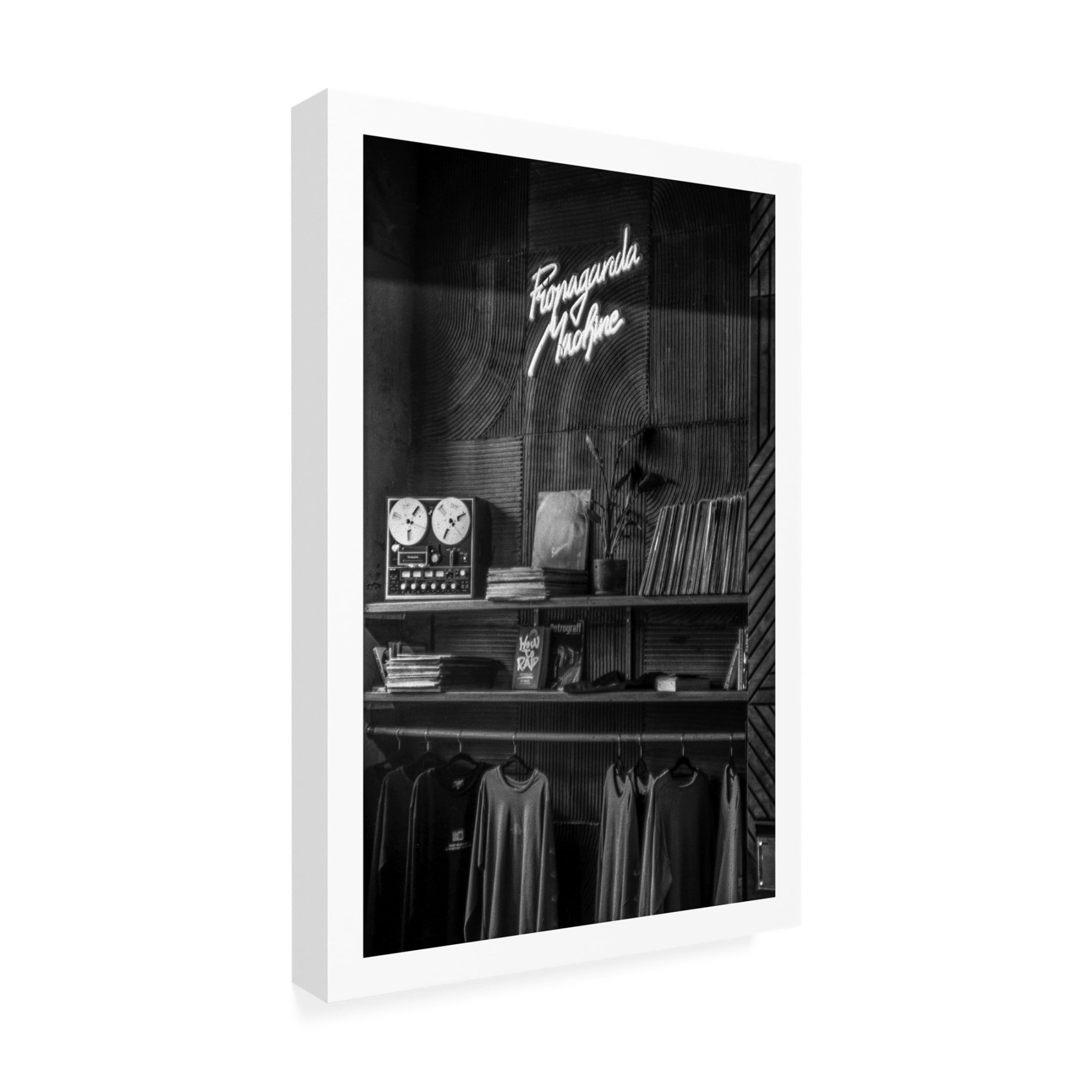 Canvas Wall Art - Yury A Melnikov 'Coffee Shop Interior Tape Recorder Books Jumpers' Wall Art for Living Room, Bedroom, or Office Décor by Trademark Fine Art - 12 x 19 Inches