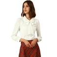 thumbnail image 1 of INSPIRE CHIC Chemise Boutonnée pour Femme Col Peter Pan à Nouer Blouses de Travail, 1 of 6