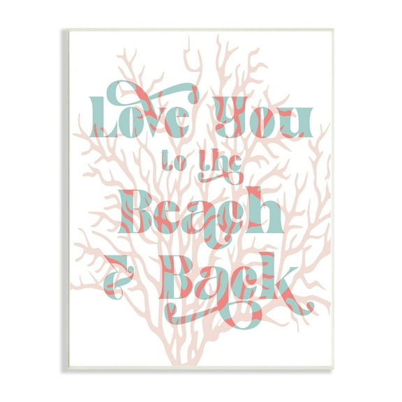 Stupell Industries Love You Beach Layered Coral Lettering Romance Graphic Art Unframed Art Print Wall Art, Design by Daphne Polselli