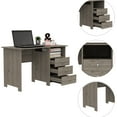 thumbnail image 6 of Modern Grey Computer Desk With Shelf And Drawer Organization Three Drawers Shelf, Color, 47.2 Inches Wide, Engineered Wood, 6 of 6