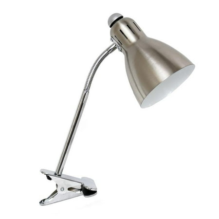 Simple Designs Adjustable Clip Light Desk Lamp, Brushed